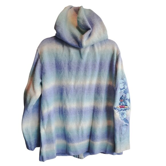 Disney Embroidered Lilo & Stitch 626 Surfing Watercolor Blues Hoodie Size 2X - Picture 10 of 11